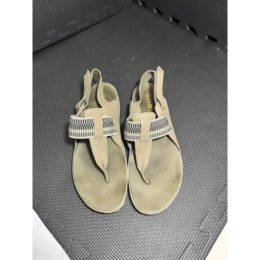 SOREL Out N About Plus Womens Size‎ 9 Green Nubuck Leather Slingback Sandals